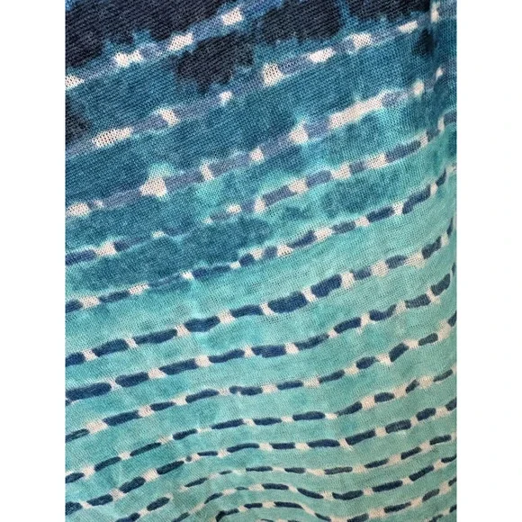 Lauren Ralph Lauren Top 3X Blue Tie Dye Linen Poncho Beach Cover Boho Chic Flowy - Picture 3 of 4